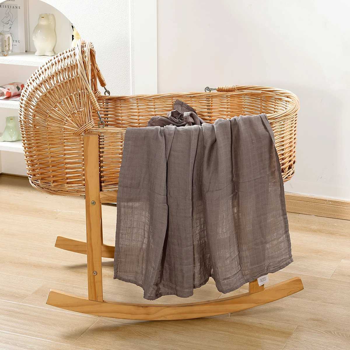 Elinfant solid color bamboo cotton plain swadi blanket summer baby bath towel newborn swadi packaging receiving blanketW240810
