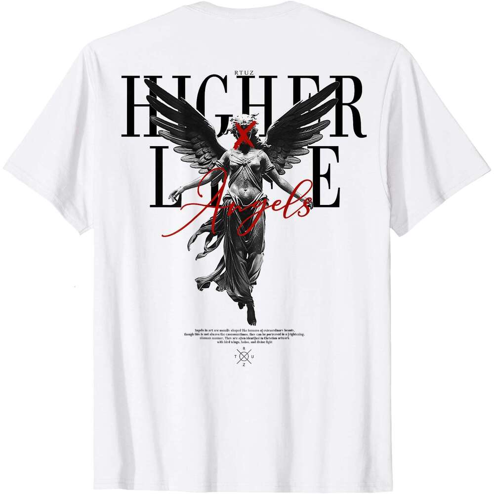 T shirt for Mens Guardian Wings Holy Angel T-Shirt Shirts Print on the back Tshirt Graphic Tee Casual Tops Clothes Short sleeve