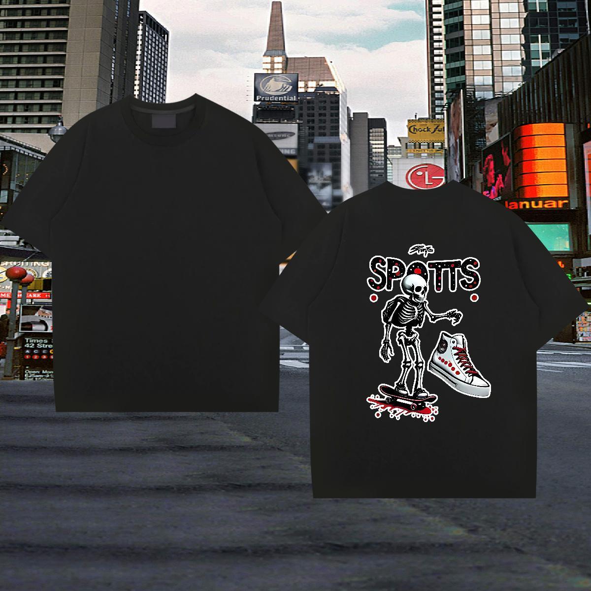 Fashion Designer Mens T Shirts skull Wear 230g Cotton Spring Summer Popular Custom Printing Crew Neck Men Tees
