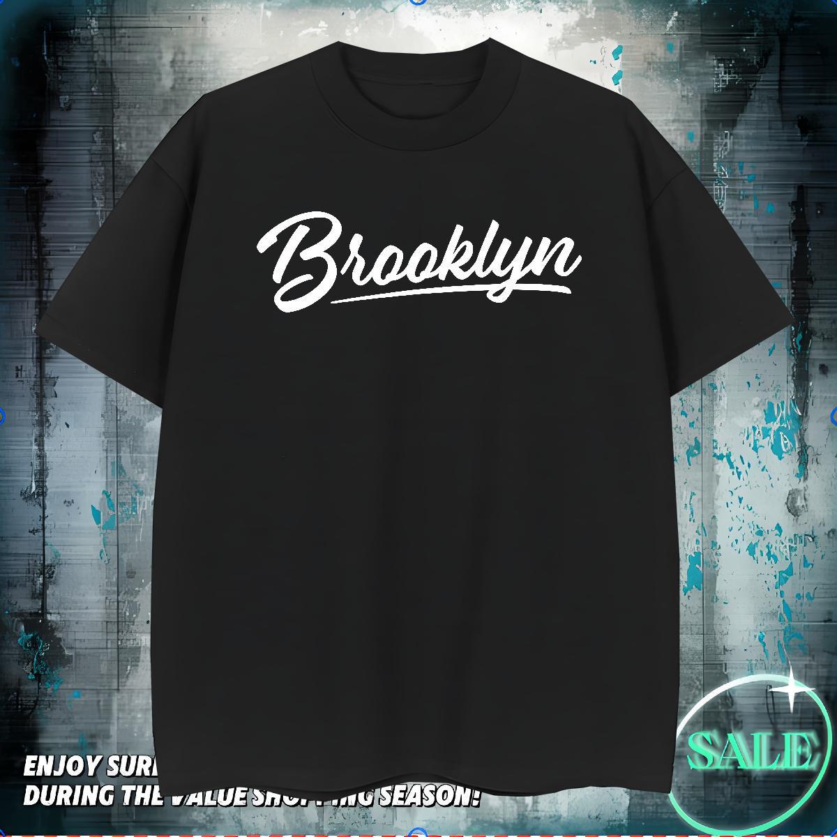 2024 DIY T Shirt For Man Brooklyn Tshirts 230g Cotton High Street Hip Hop Designer Oversized Breathable Short Sleeve Men Tshirts