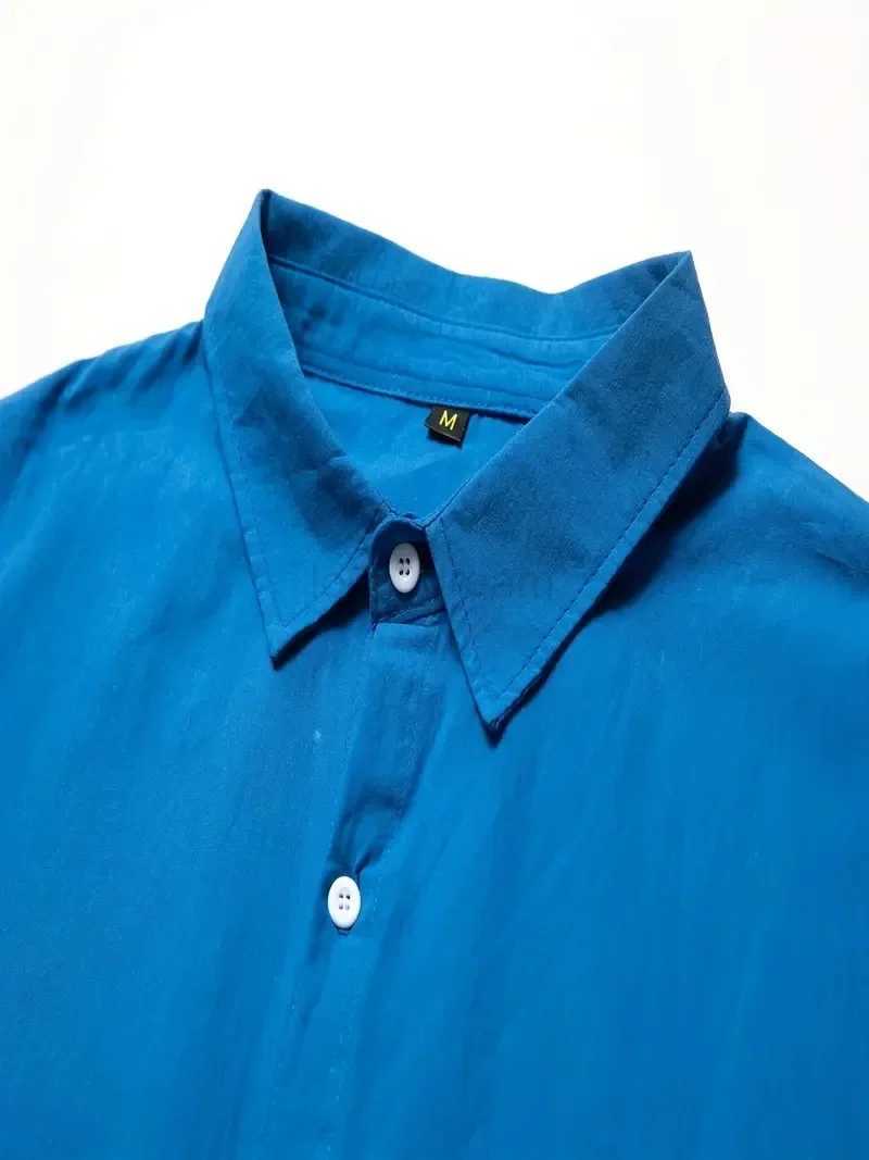 2023 Spring and Autumn Mens Casual Fashion Cotton Hemp Slim Fit Shirt for MenXJ240812