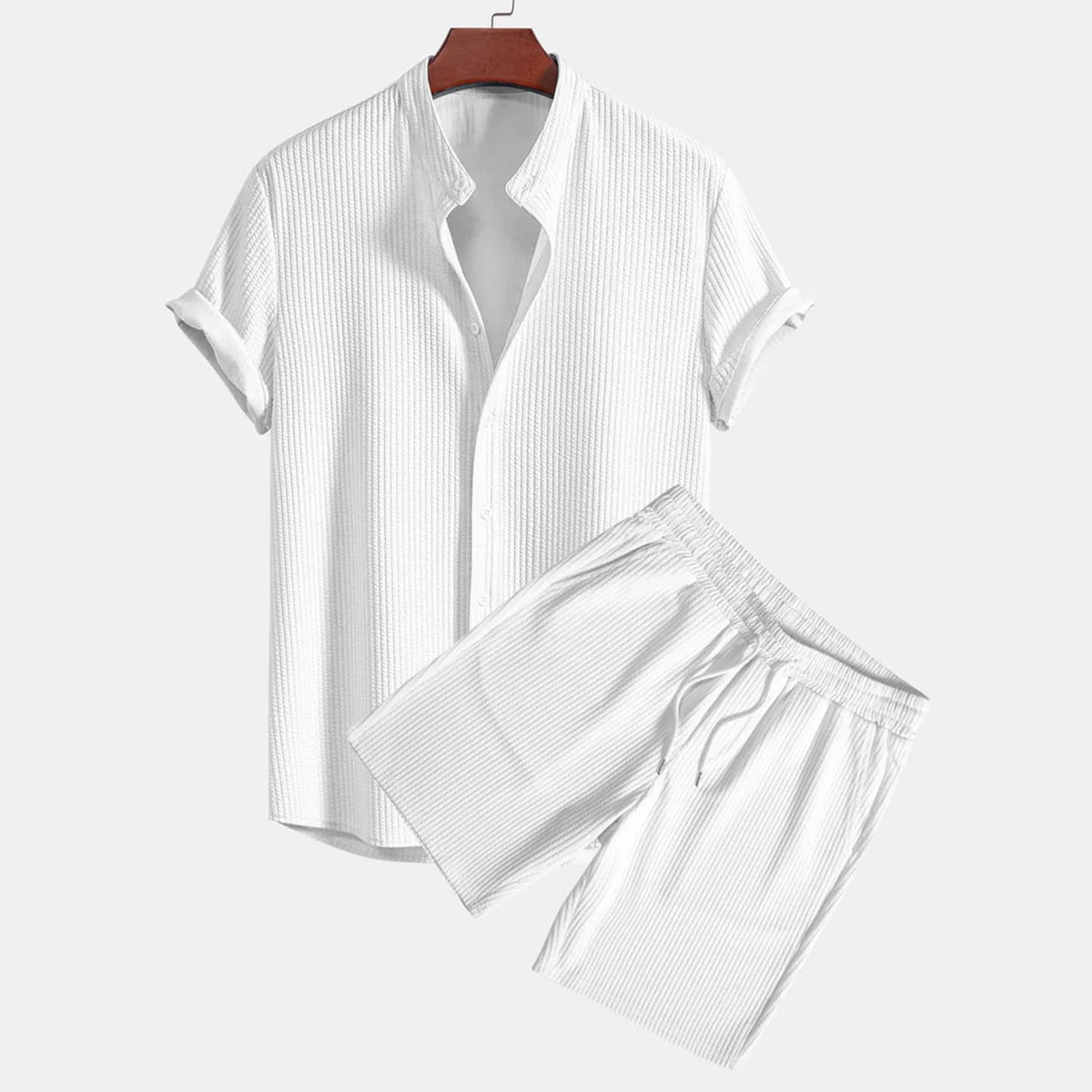 Mens Tracksuits Leisure loose multi-color beach outfit with pit stripe short sleeved set two-piece set