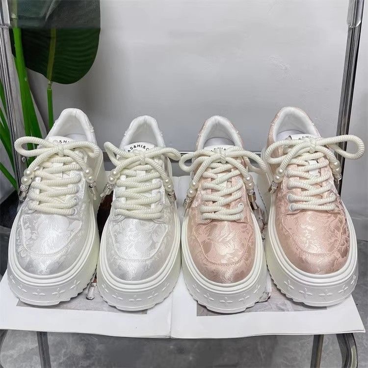 Ddmysports China Chic Chinese Versatile Board Women S Spring Summer New Genuine Leather Embroidery Thick Soled Sports Casual Small White Shoes Outdoor