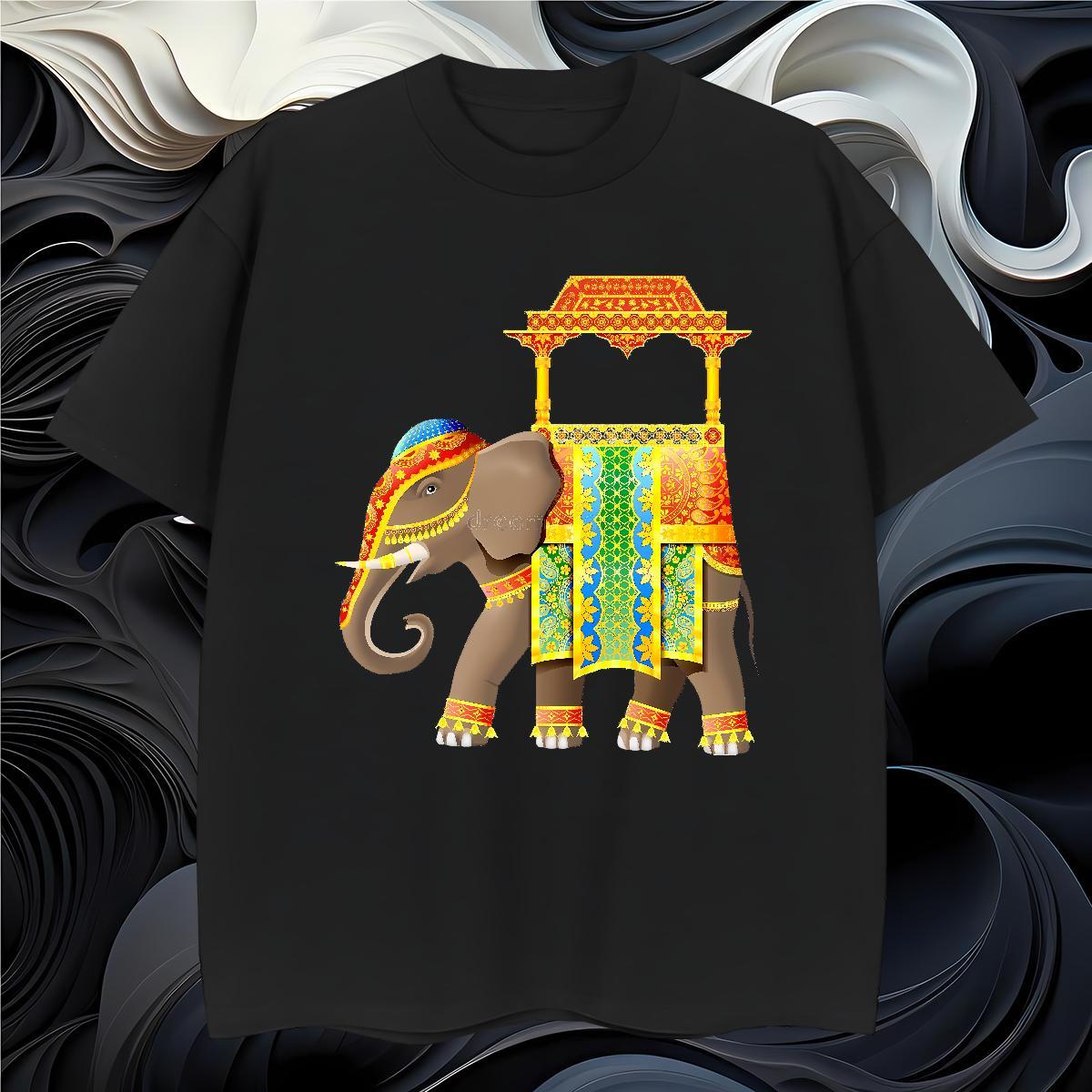 Loose Mens T Shirts elephant Round Neck Short Sleeve Daily Wear Black Oversized 230g 100% Cotton Mens Tshirts Classic Casual Tops Shirt