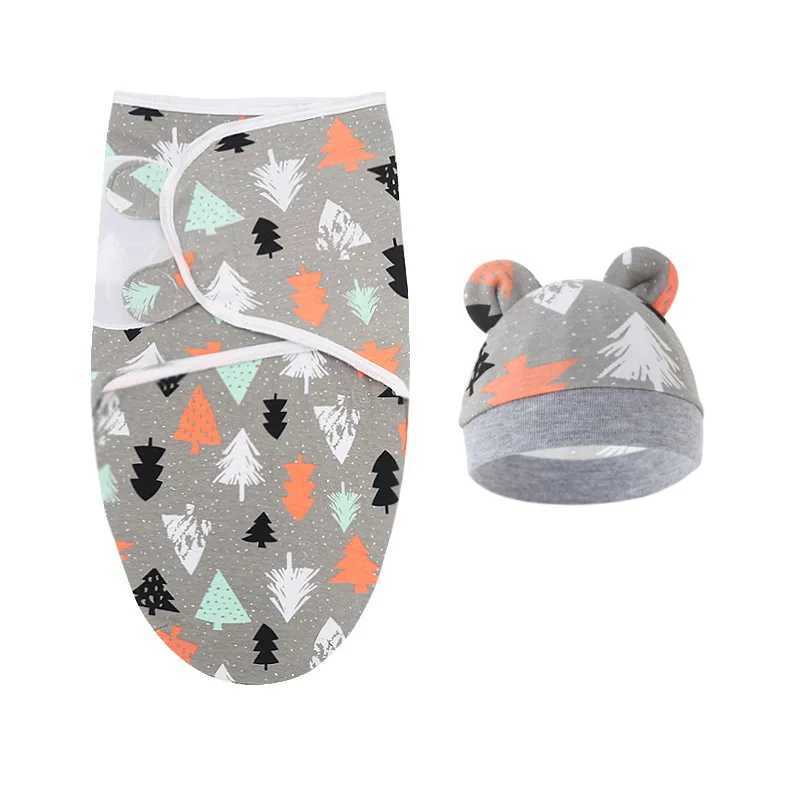 Baby blanket cap set cartoon printed cotton newborn adjustable baby sleeping bag packaging for all seasons 0-6 monthsW240810