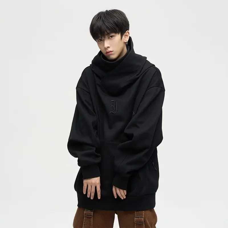 Samurai Ninja Style Mens Sweater 2024 bet Embroidered Hip Hop Street Fashion Sportswear Mens Polo Neck Retro HoodieW240724