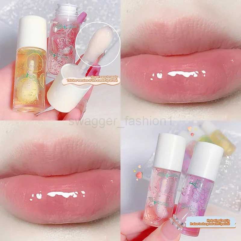 Transparent Jelly Lip Oil Clear Mirror Cute Lip Gloss Moisturizing Liquid Lip Balm Fruit Lip Tint Pumpler Anti-drying Lip CareXJ240812