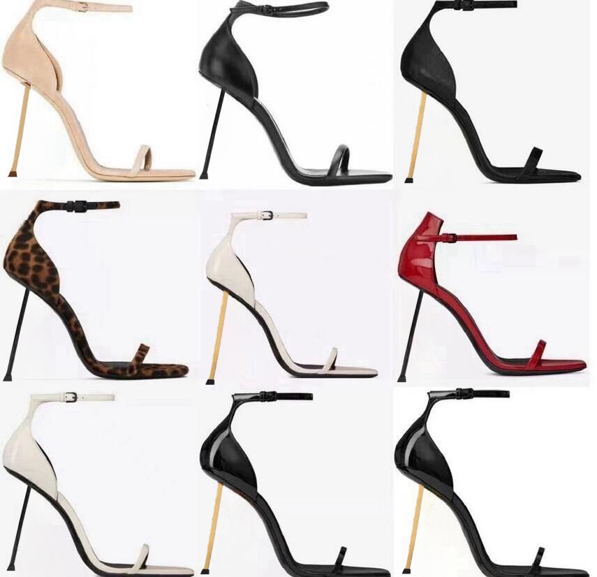 Designer Sandals High Heels Metal Letters Sandals Women Dress Shoes Sexy Open Toe Slippers Fashion Leather Party Wedding Sandal high-heeled shoes