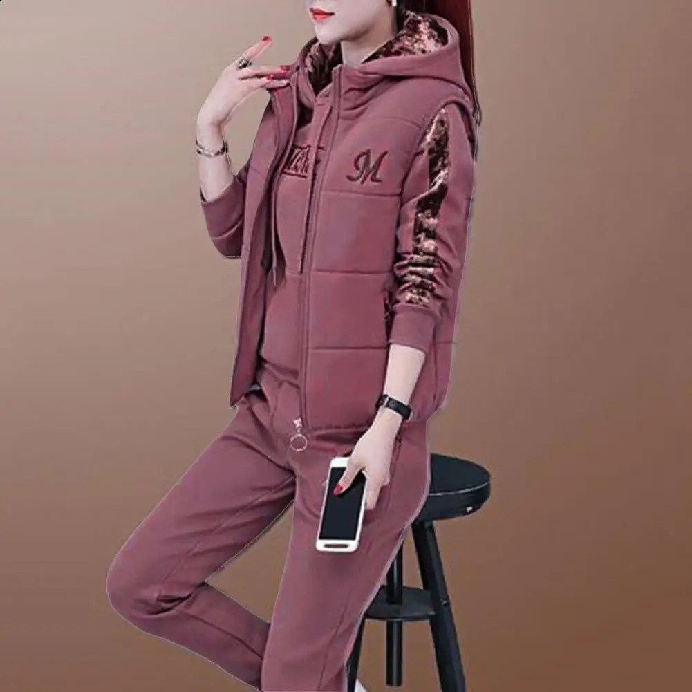 Trendy Women Tracksuit Drawstring Patchwork Color Casual Outfit Autumn Winter Hooded Loose Fit Female Casual Tracksuit 240812