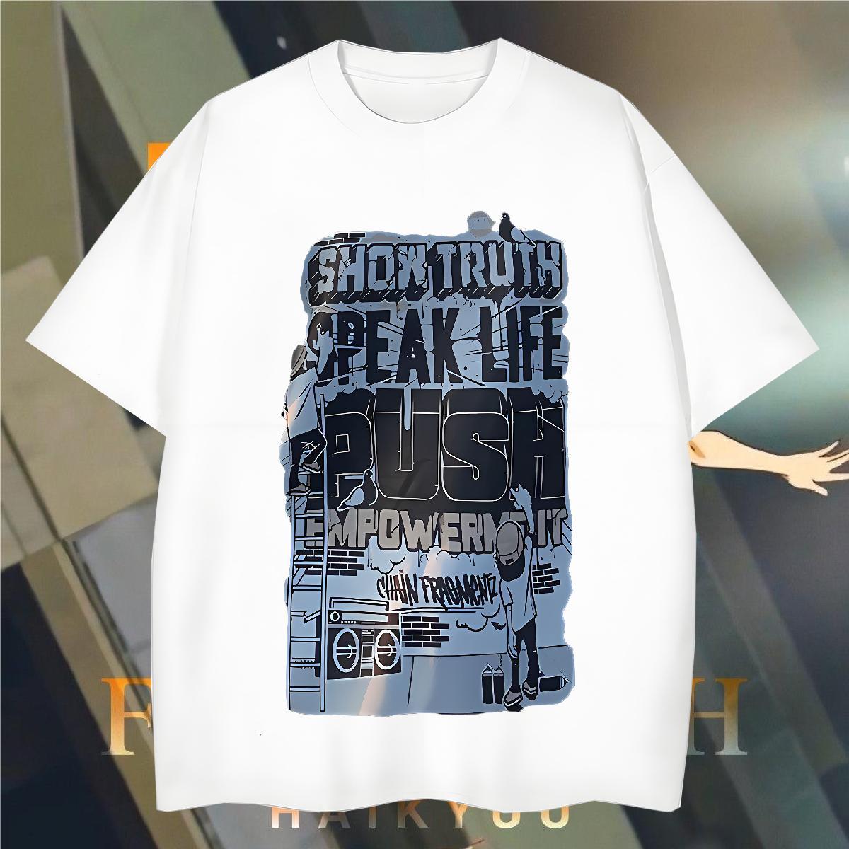 Loose Tshirts letter 230g Pure Cotton Street Breathable Crew Neck T shirt Custom Cartoon Stylist Tees