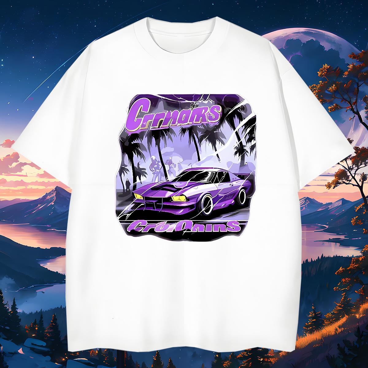 Wholesale Men Tshirts car 230g Cotton Outdoor Breathable Short Sleeve T-Shirts for Men Anime Print Free Shipping Tees Shirts