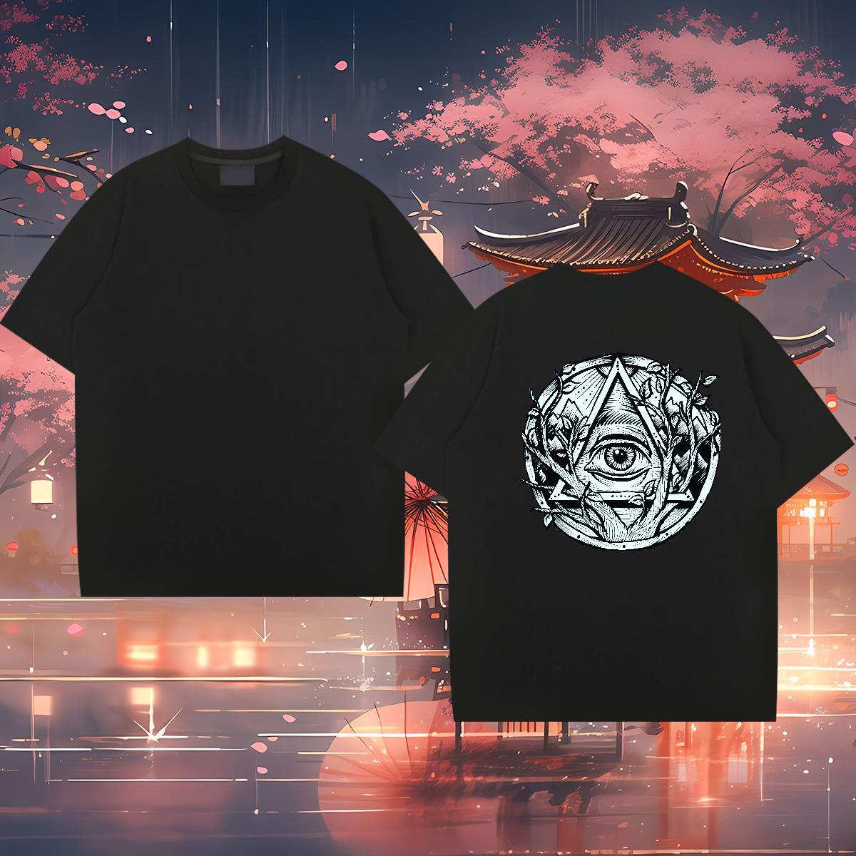 2024 DIY Mens T Shirts eye of the devil Wear 230g Pure Cotton Casual Daily Wear Soft White Plus Size Breathable Men Tops Tees
