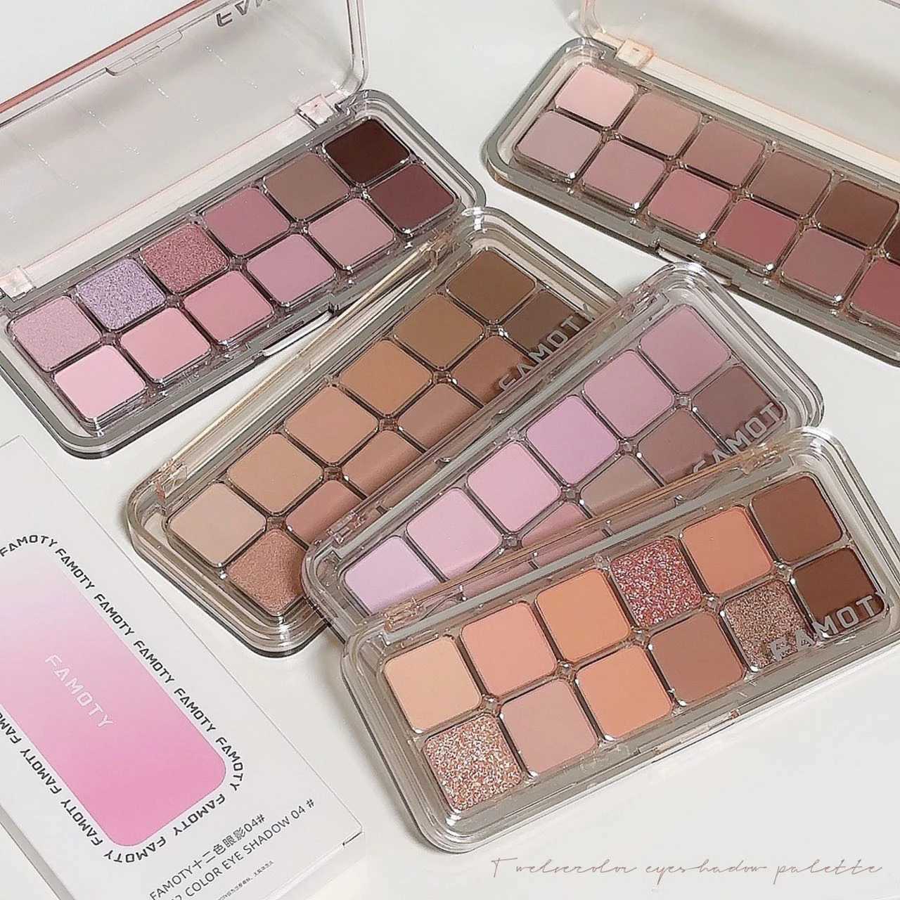 12 Colors Eyeshadow Palette Cement Grey Brown Milk Tea Color Matte Glitter Pink Sequins Eyeshadow Pigments Eyes Makeup CosmeticsCL240812