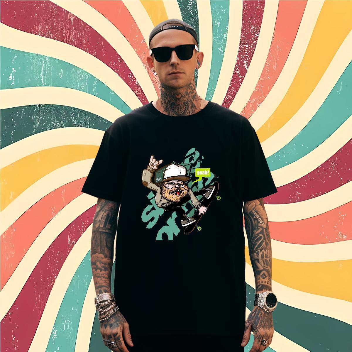 Cool Men Clothes T-Shirt skateboarding 230g 100% Cotton Street Pure Cotton T shirt Oversized 4XL Fashion Designer Tops