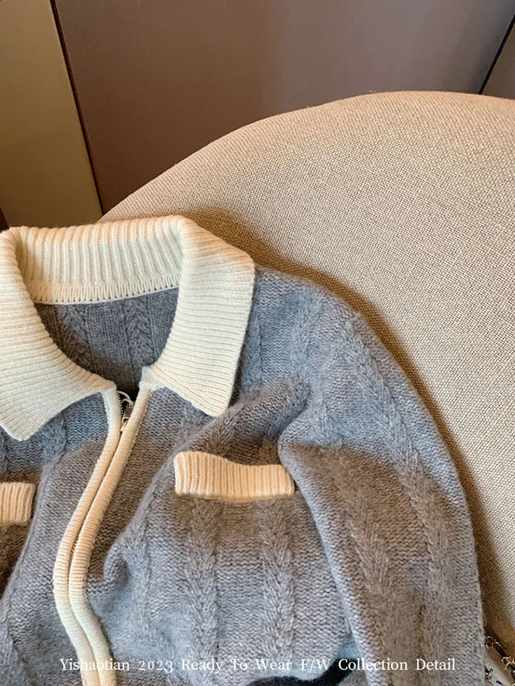 Korean Autumn Women Grey Cashmere Top Single Breasted Cozy Sweater Fashion Simple Cardigans Casual Cozy Outerwear Preppy Style 240812