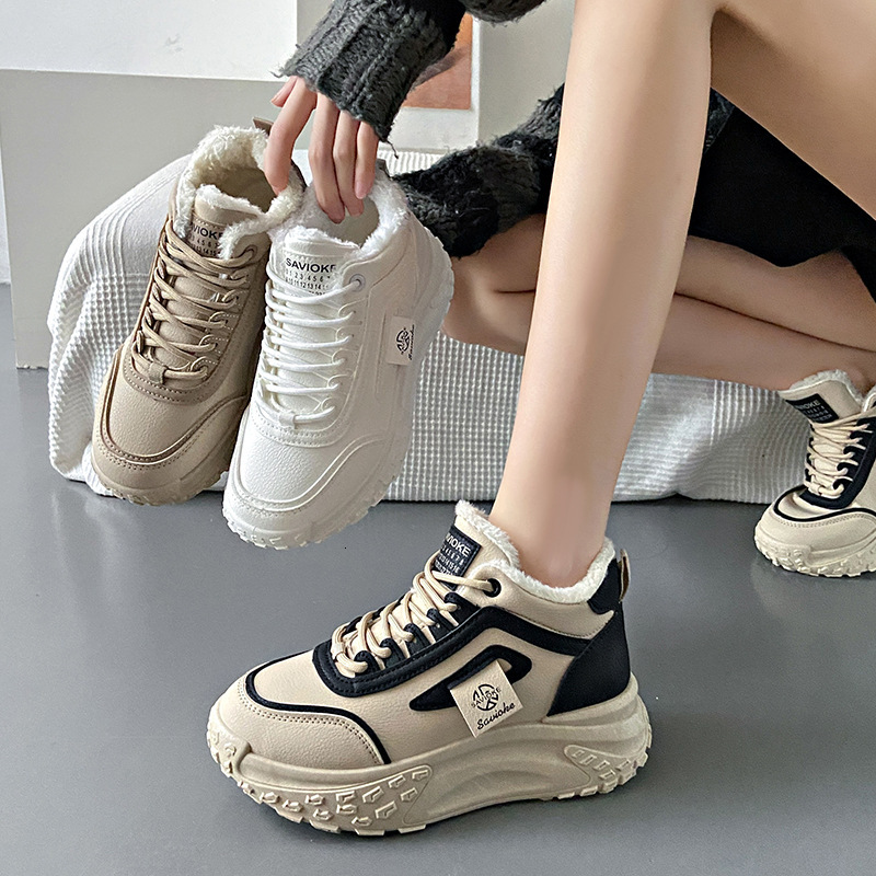 Ddmysports Igh Top For Women In Winter New Plush Insulation Versatile Student Cotton Thick Soled Casual Dad Shoes P Outdoor Shoes
