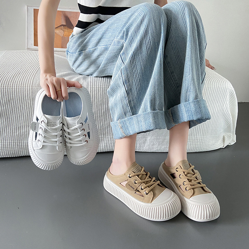Ddmysports Summer New Ollow Small White Breathable Alf Trailer Korean Versatile Casual Big Ead Matsuke Shoes Women S XT Outdoor