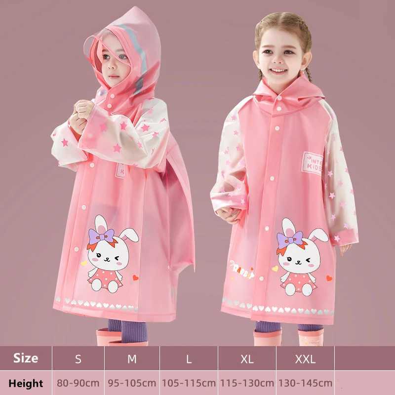 Kids Raincoat Waterproof Rain Poncho Cartoon Unicorn Dinosaur Children School Student Rainsuit Boys And Girls Travel RainWear Y240810