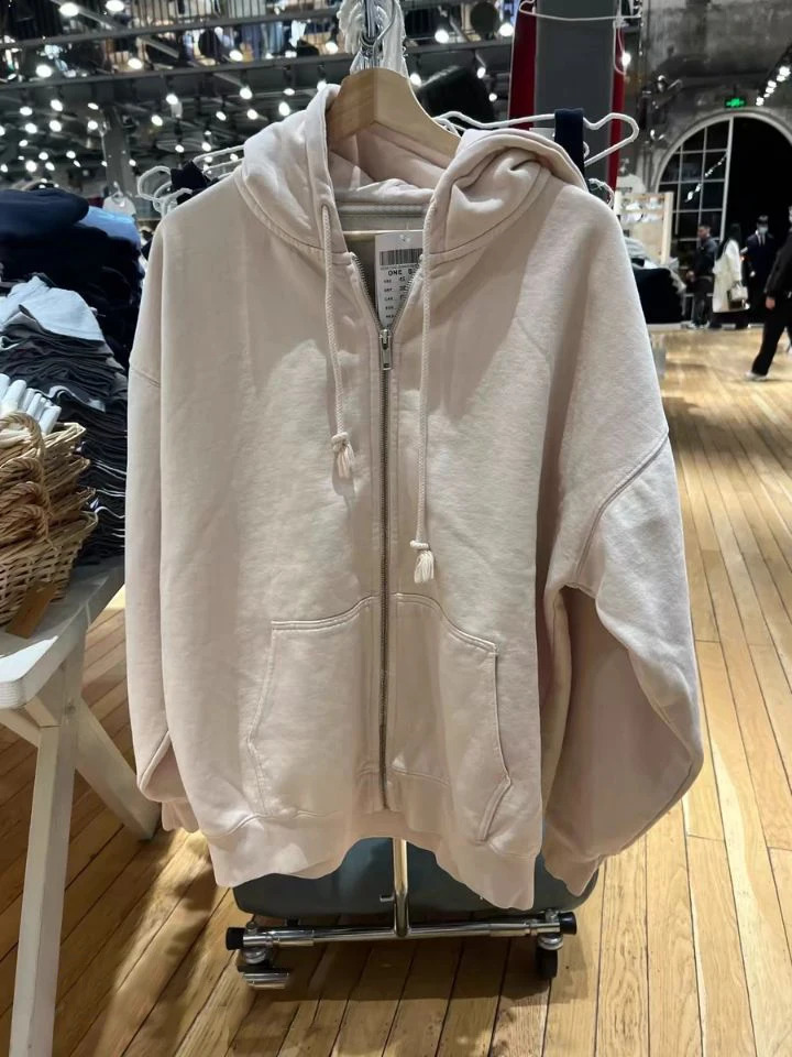 Solid Simple Cotton Loose Hoodie Autumn Long Sleeve Pocket Drawstring Hooded Sweatshirt Women Streetwear Sweet Oversized Tops 240812