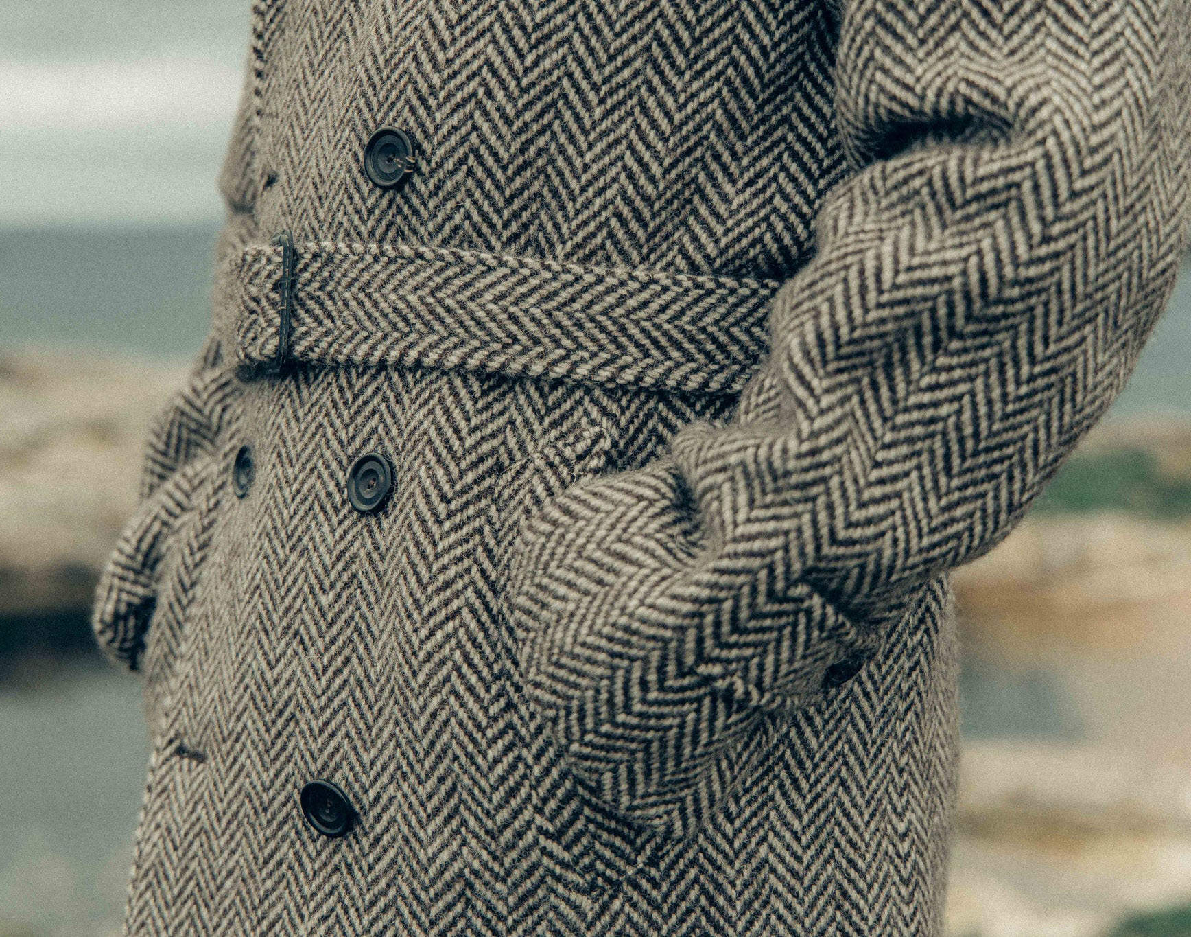 Men's Wool Blend Coat Vintage Notched Lapel Blazer Tailored Harringbone Jacket Autumn Winter Windbreaker Custom Made Plus Size