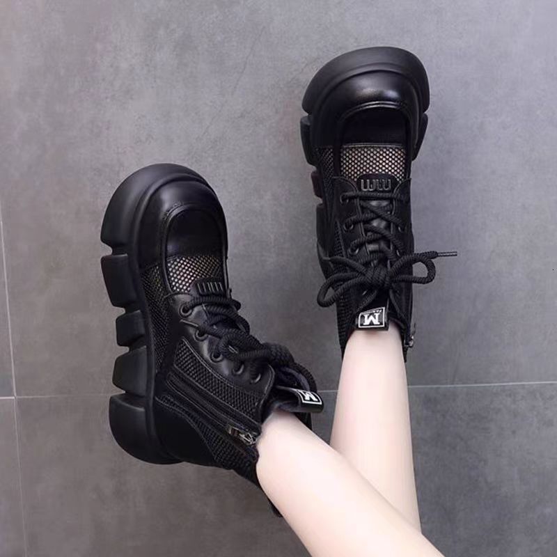 Ddmyoutdoor Summer Thin Martin Women S Dress Genuine Leather Cool Round Toe Thick Soled For Breathable Mesh Boots Outdoor Shoes