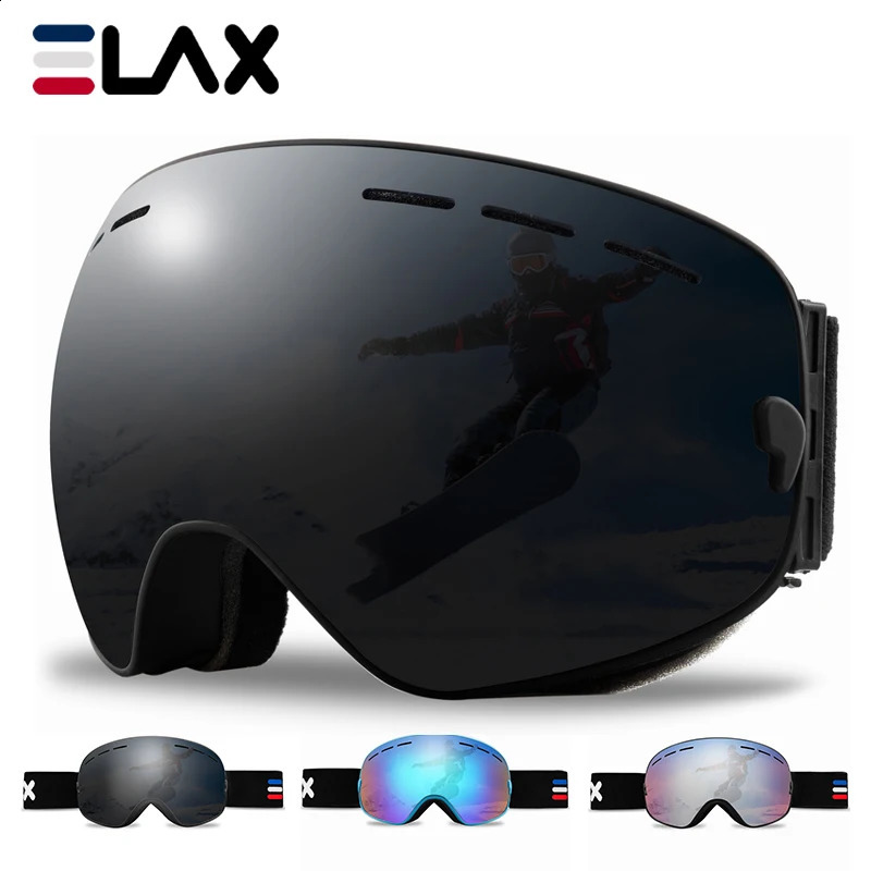 ELAX Double Layers Anti-Fog Ski Goggles Snowmobile Eyewear Outdoor Sport Snow Snowboard Glasses 240812