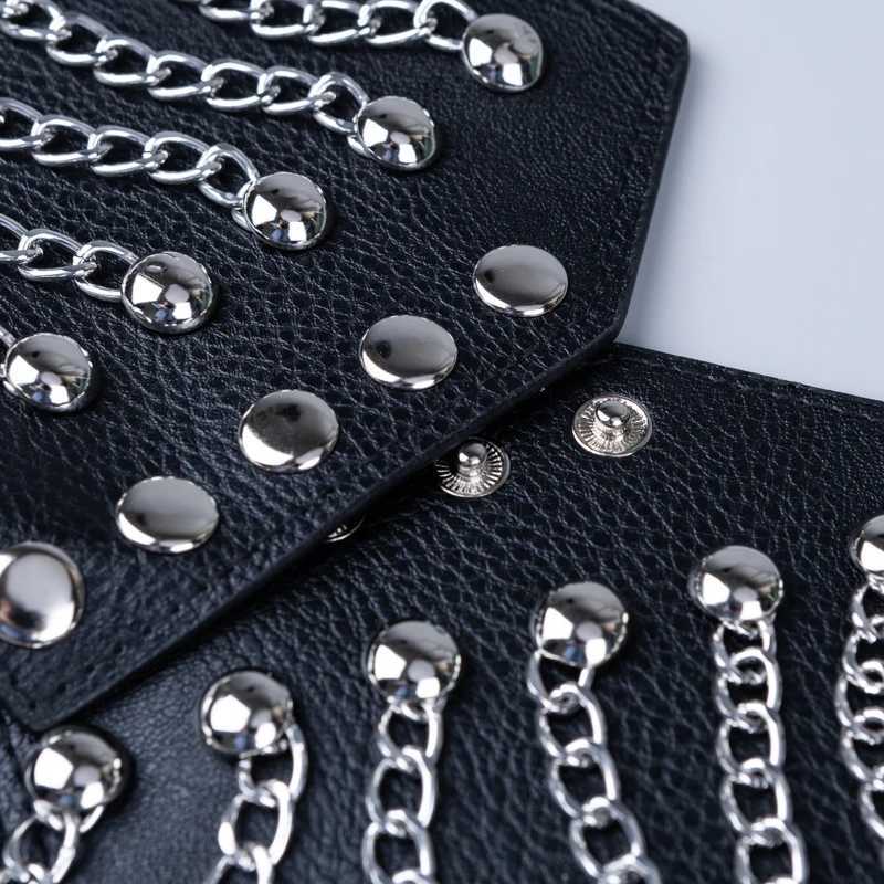 Belts Ladies Chain Rivet Punk Performance Elastic Girdle Waist Decorate Corset Wear Oustide Jeans Dress Accessories Belts For Women Y240810YR3W