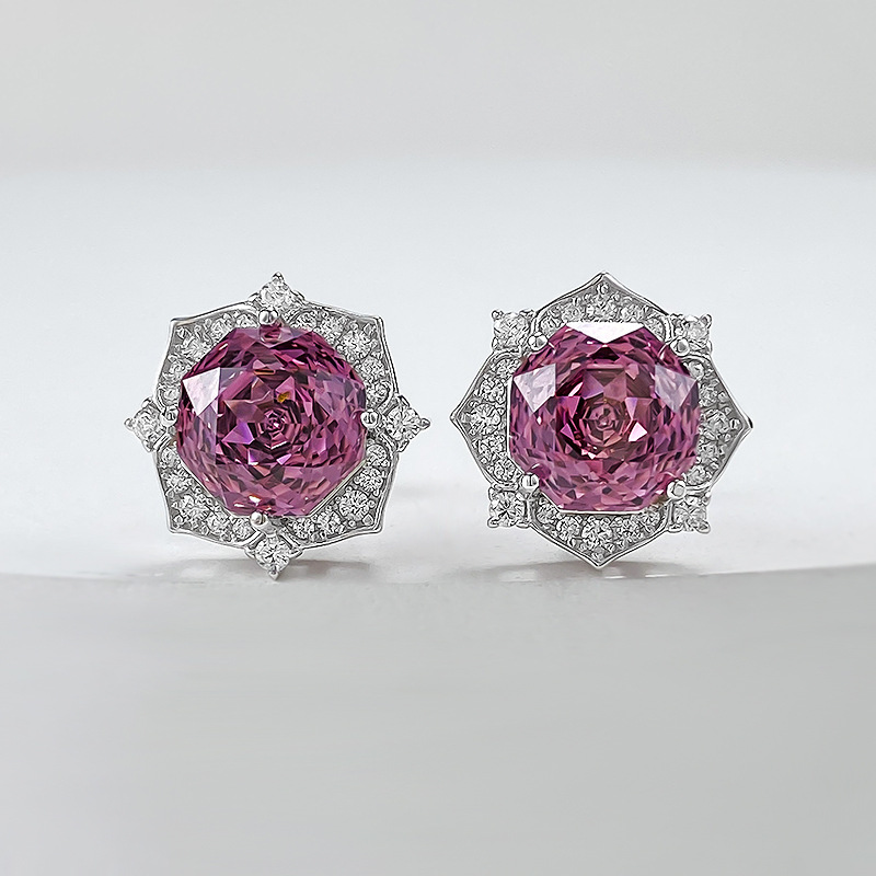 Amethyst Stud Earrings Sterg Sier Handmade Purple Millennium Cut | Gift for Women