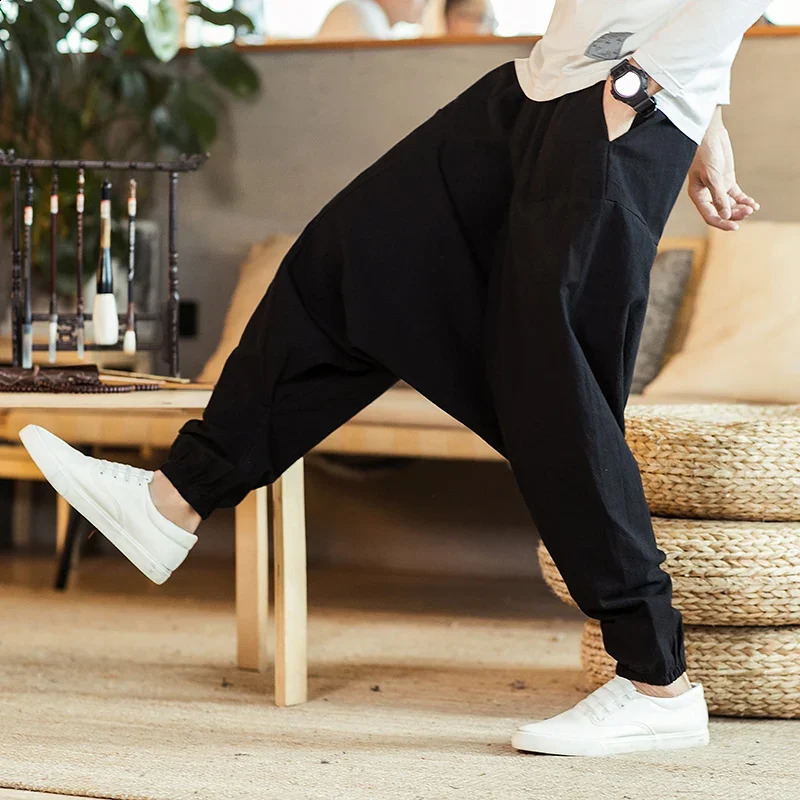 Harem Pants Men Solid Loose Casual Mens Korean Style Cotton Plus Size Sweatpants Male Trousers Mens Pants 240812
