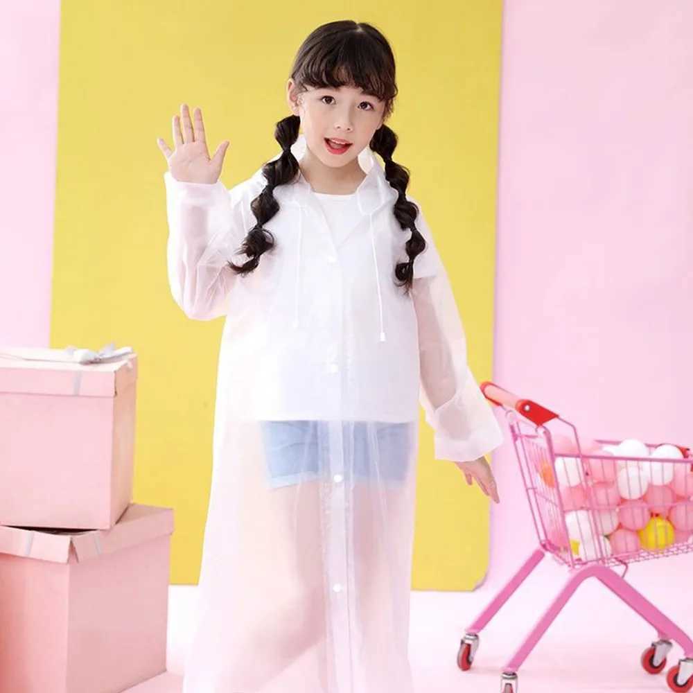 Solid Color Kids Raincoat Outdoor Waterproof Children Rain Poncho EVA Hoodie Rainwear Student Rain Coat Folding Kids Rain Coat Y240813