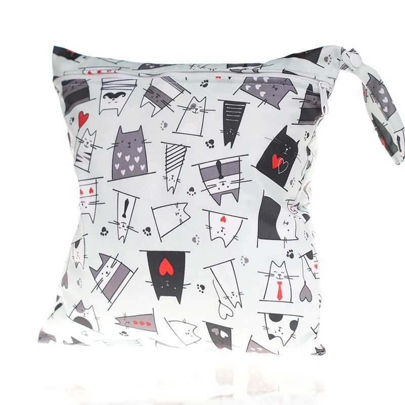 8 cat pattern waterproof wet bag single zipper bag baby diaper storage bag washable diaper wet bag W240812