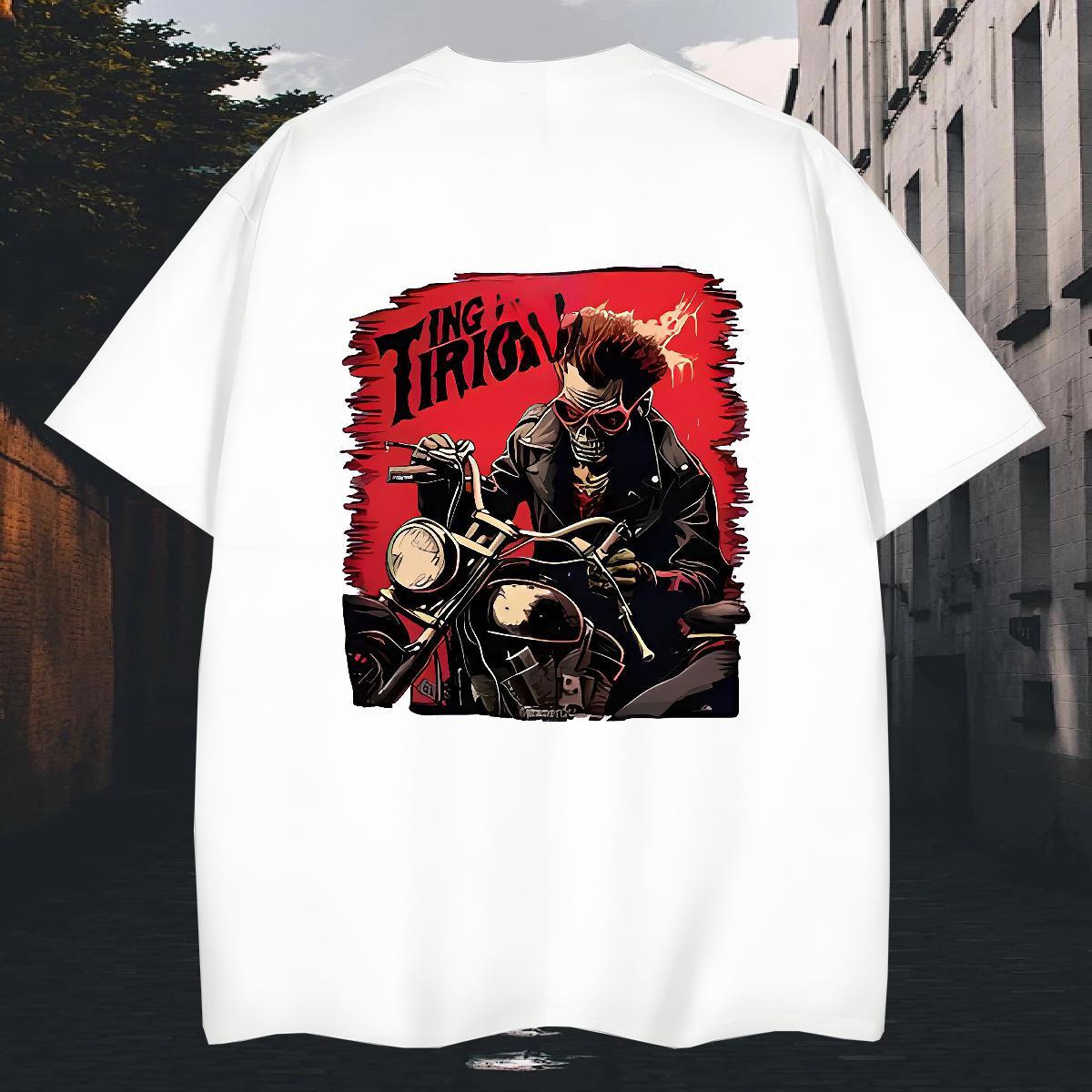 New Designer T Shirt For Man Motorcycle Tops Tees 230g 100% Cotton Casual Beach Brand Oversized 4XL O Neck Short Sleeves Couples T Shirts