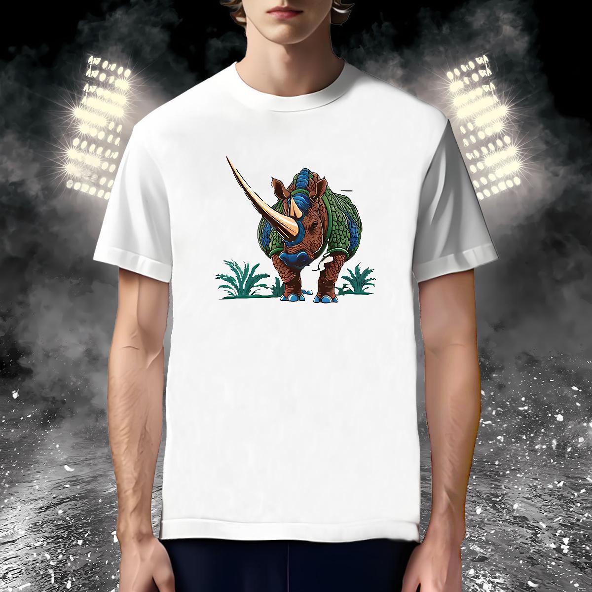Free Shipping T Shirt For Man rhinoceros Round Neck Short Sleeve Anime Printing Street Oversized 3XL 4XL 100% Cotton 230g Mens Tshirts DIY Customized 