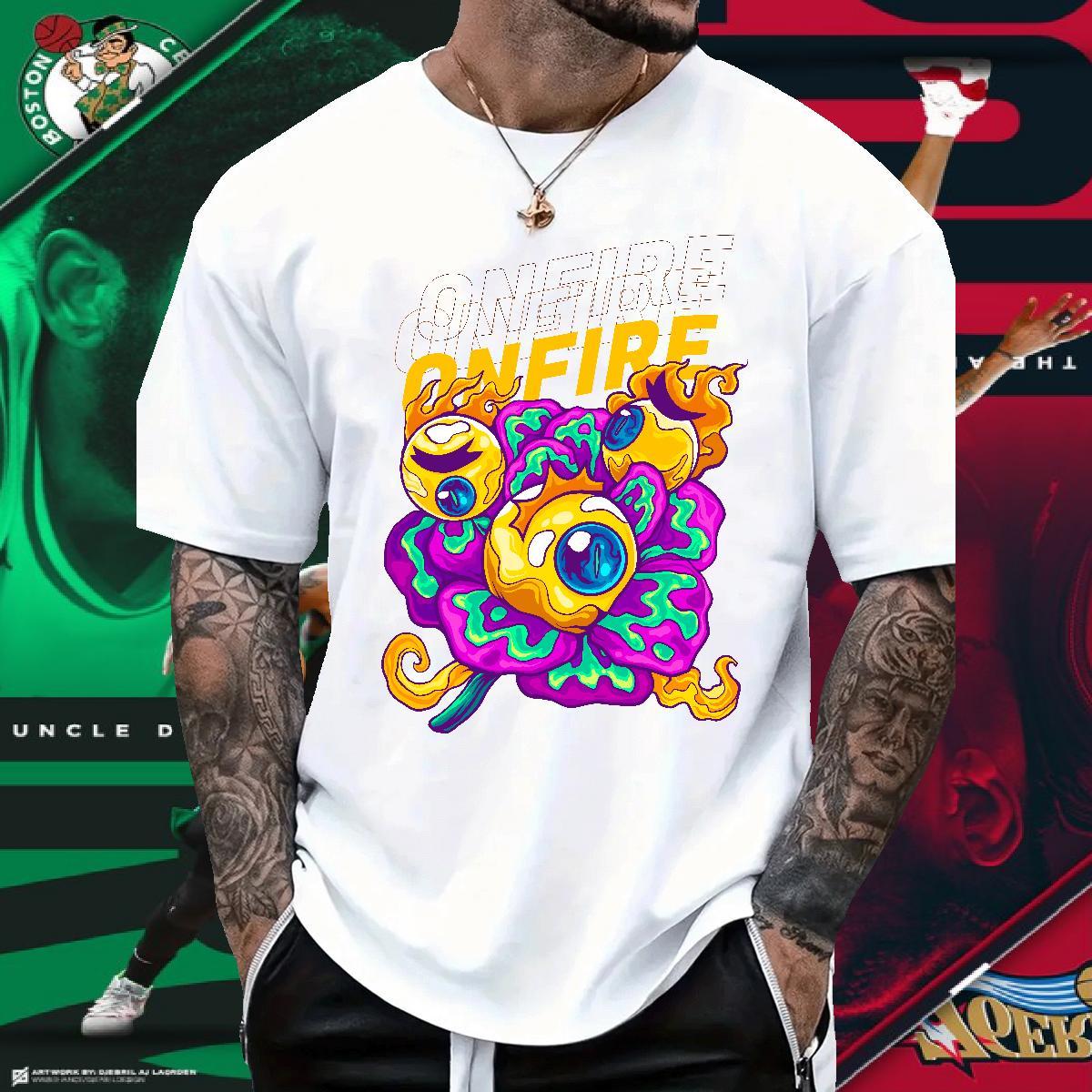 Fashion New Men T Shirts ET Tees Shirts 230g Cotton Beach High Quality Cartoon Printing L-4XL Breathable Short Sleeve Men Tshirts