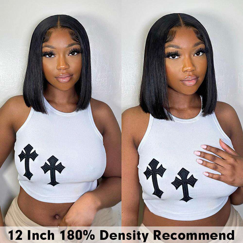 Straight Front Human Hair Wigs Wear Go Glueless Short Bob 6X4 HD Transparent Lace Closure Wig Sale