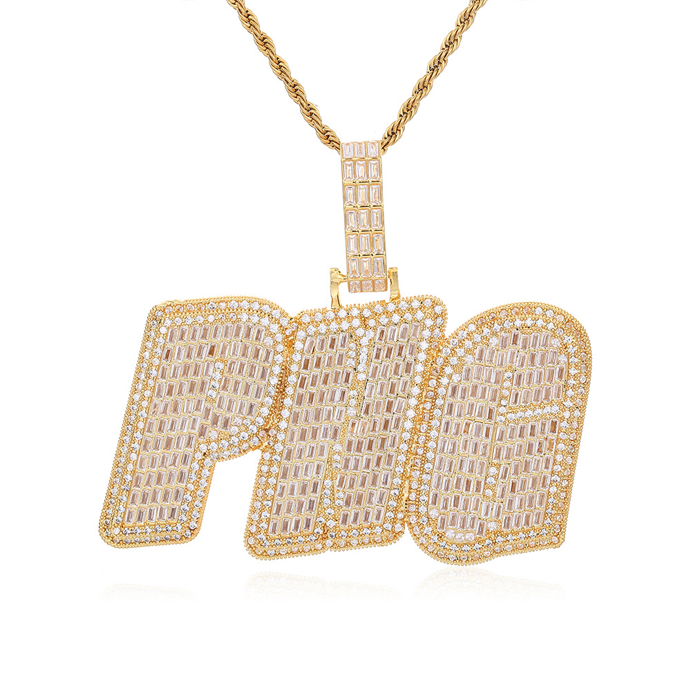 Hip Hop DIY Custom A-Z Letters Pendant Necklace Full Zircon 18k Real Gold Plated Men Jewelrys