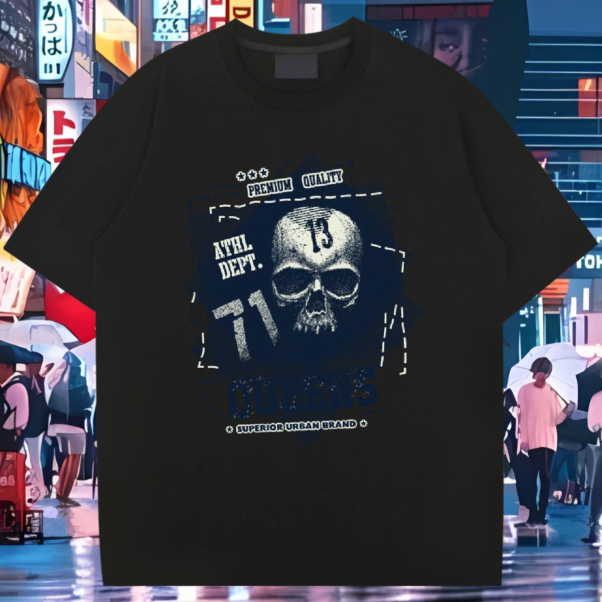 Customized T-Shirts skull Tee Shirt 230g 100% Cotton Street wear Hip Hop Comfortable Custom Anime Crew Neck Mens Tshirts