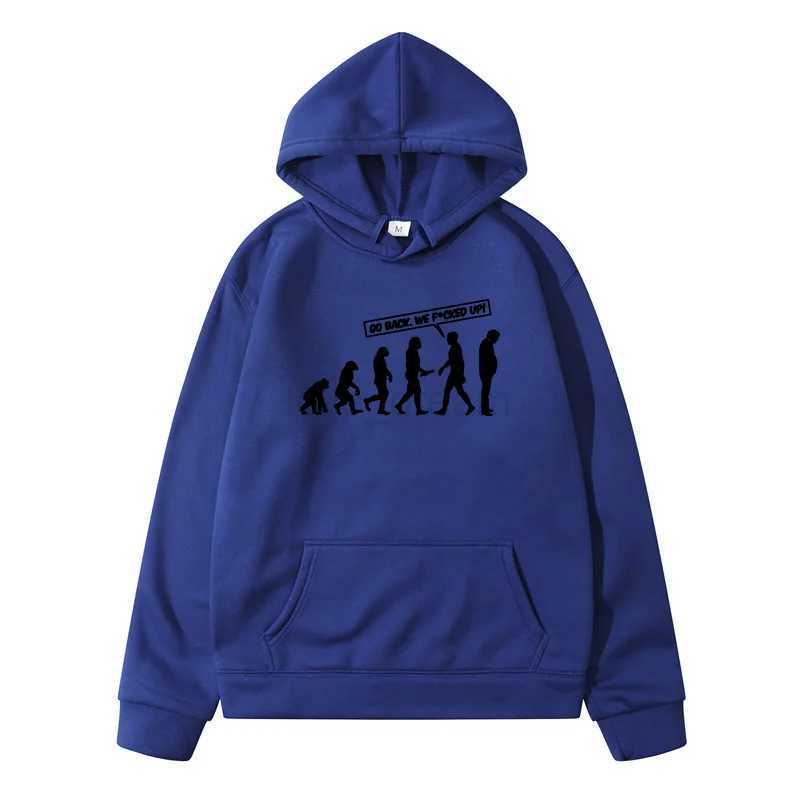 Human Evolutionary Process Printed Hoodies Men Women Harajuku Funny Sweatshirts 100% Cotton Pullover Y2K Streetwear UnisexXJ240812
