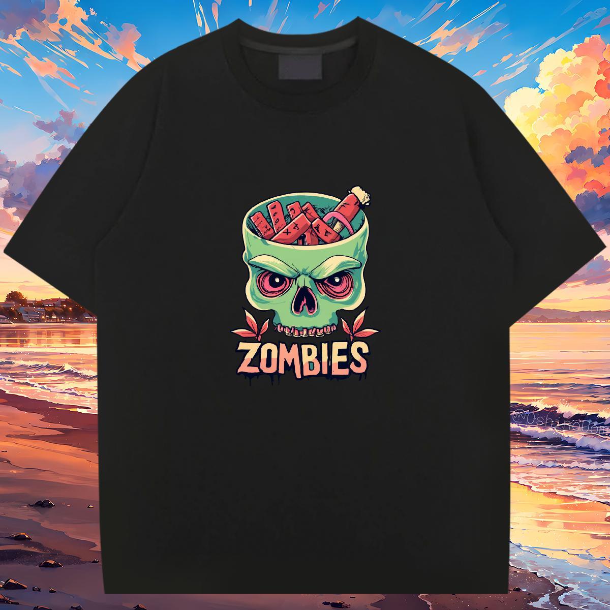 Fashion Casual Man T Shirts skull Clothes 230g Cotton Street Casual Loose Fit Custom Printing Breathable Crew Neck Men Clothes T-Shirt