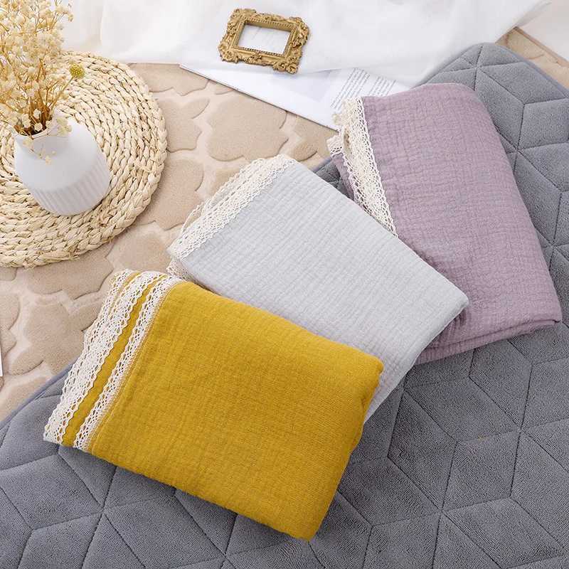 Baby soft bath warp towel breathable plain cover baby stroller cover childrens air conditions cotton lace edge blanketW240810
