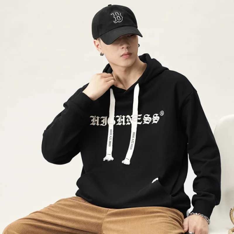 2024 New Hoodie Mens Autumn and Winter Fashion Loose Elastic Trendy Printed Street All-Match Long-Sleeved HoodieXJ240812