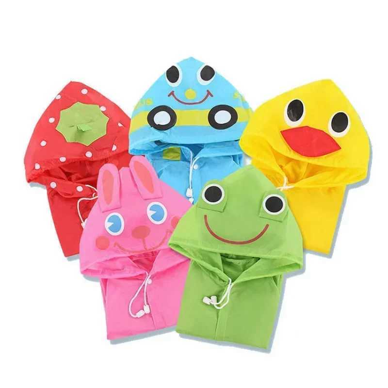 Kids Cartoon Animal Waterproof Foldable Raincoat Rain Poncho Rainwear Solid Color Portable Coat Y240810