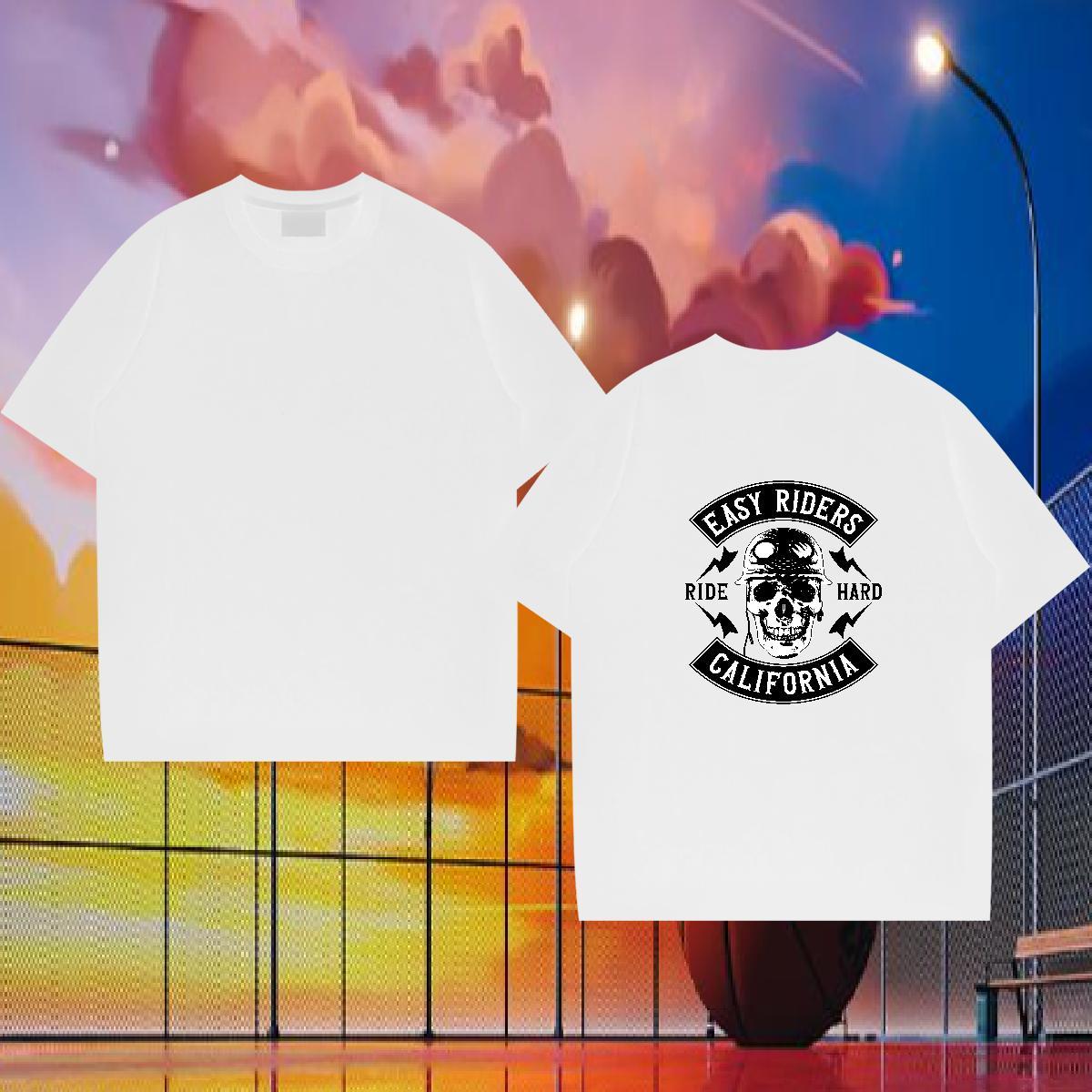 DIY T Shirt For Man skull Tops 230g Pure Cotton Sports Casual Popular Custom Print Oversized Breathable Short Sleeve Men Tees
