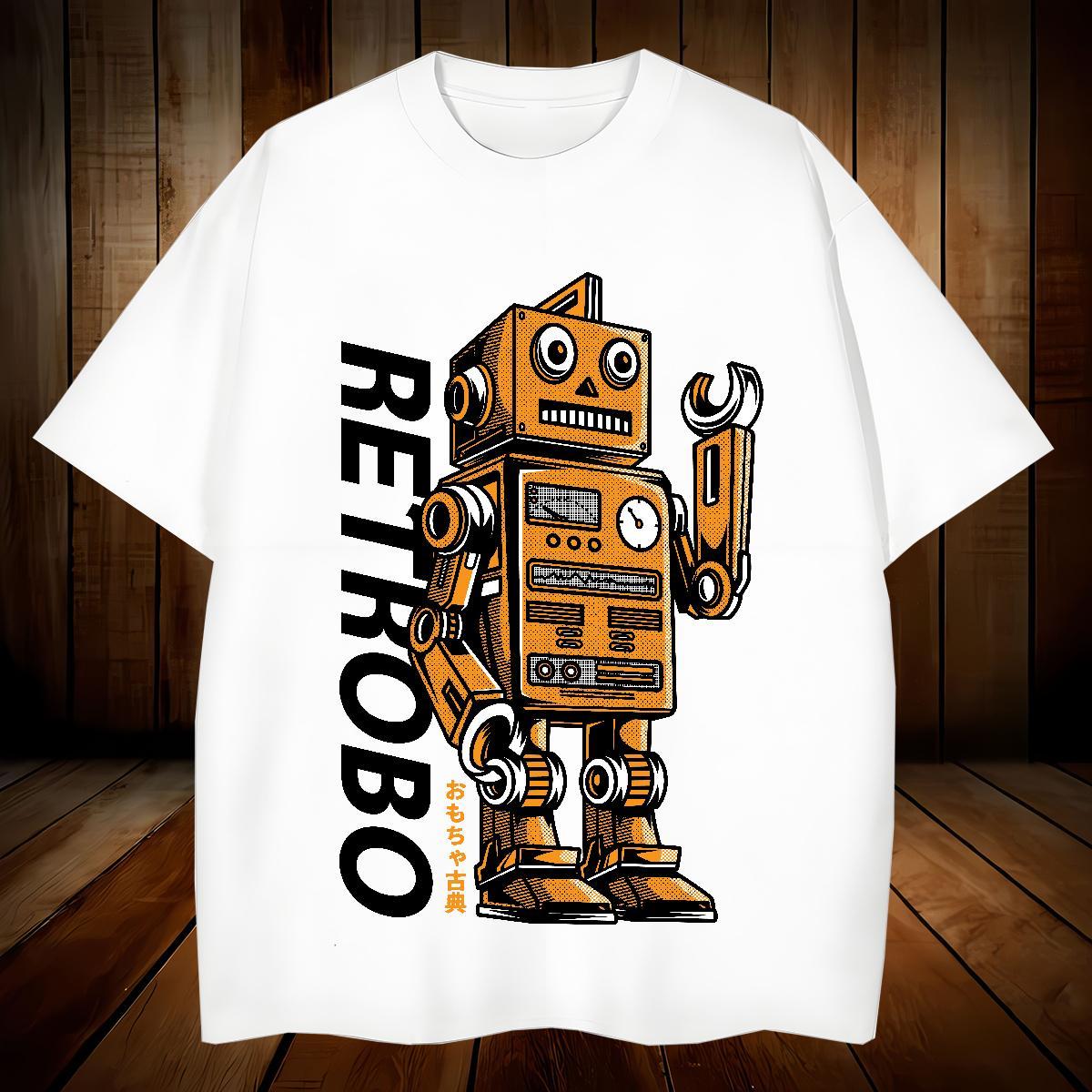 High Quality robot T shirt Sport Men Clothes T-Shirt 230g Pure Cotton 2024 Designer Breathable Short Sleeve Custom Printing Tops Tees