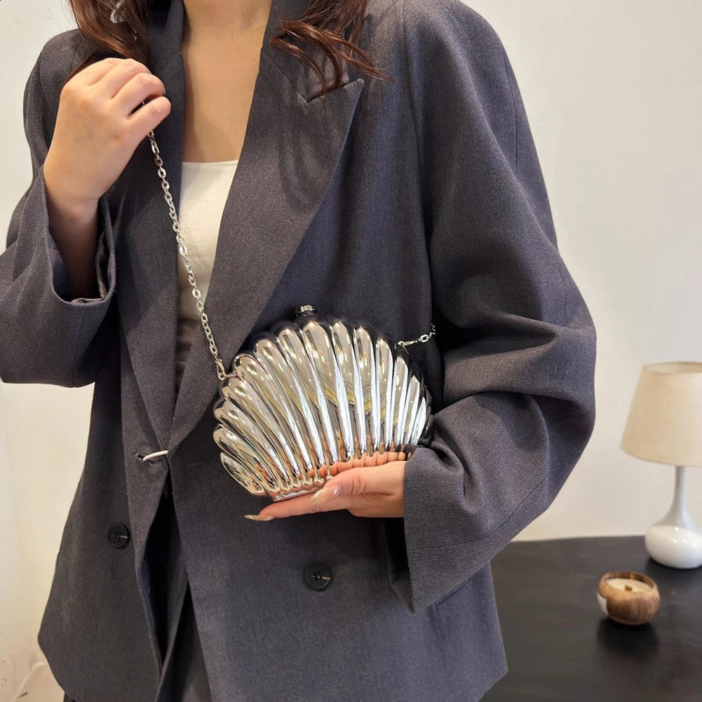 Womens acrylic metal shoulder bag with detachable chain evening clutch wallet for weddings cocktails parties dances handbags 240810