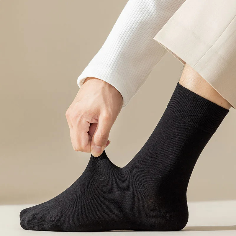 10 Pair Mens Cotton Socks Fashion Harajuku Solid Color Business Four Seasons Casual Socks Man 240812