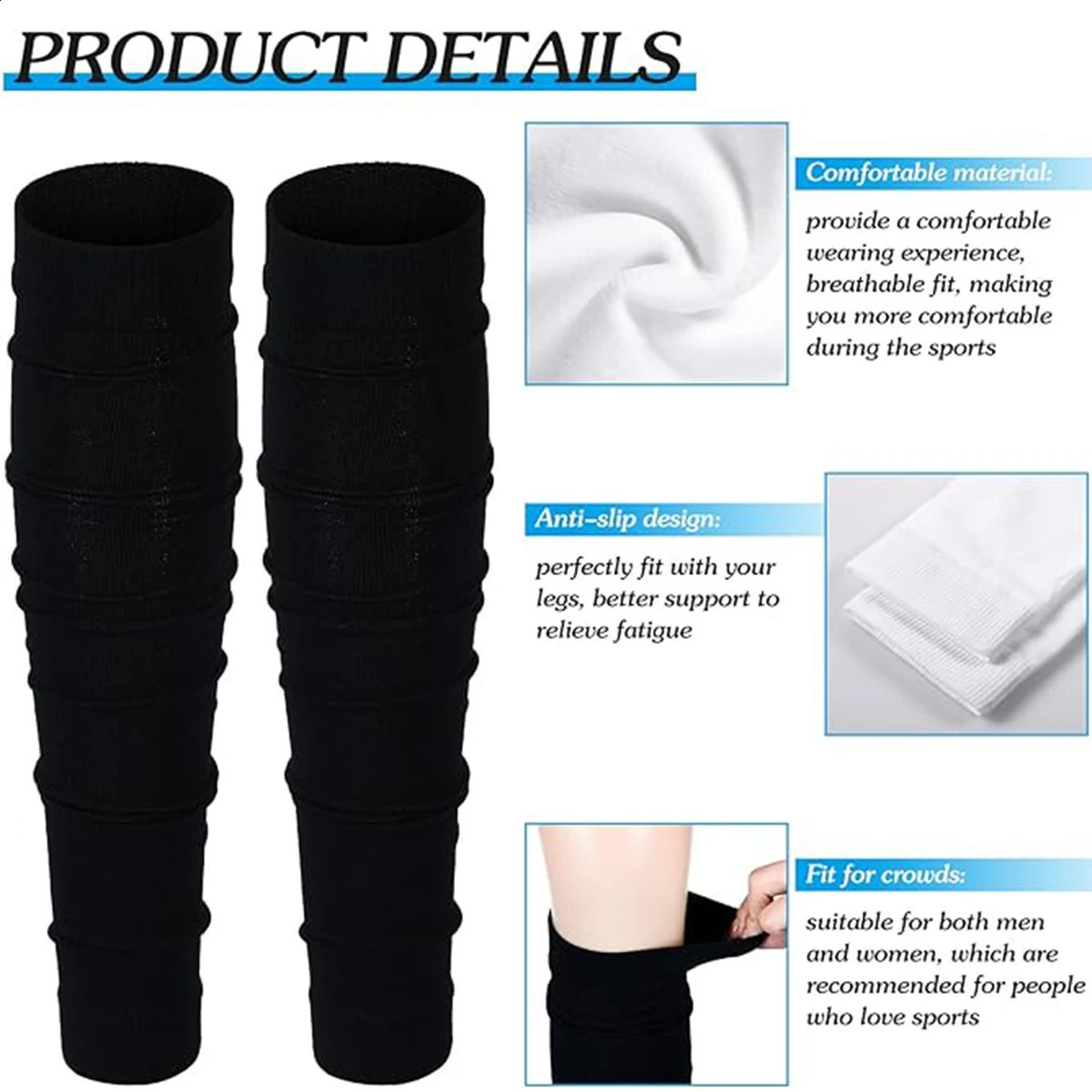 1 Pair Leg Sleeves to Accompany Grip Socks Calf Compression for Soccer Football Basketball Match Your Team Kit 240805