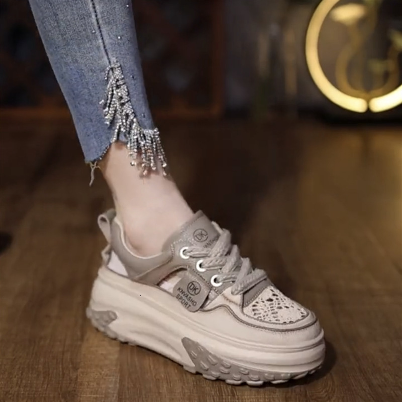Ddmysports Thick Soled High Rise Sandals Women With A Small White Hollow Top New Breathable Sports And Leisure Dad Shoes For The Summer Of Outdoor Sho