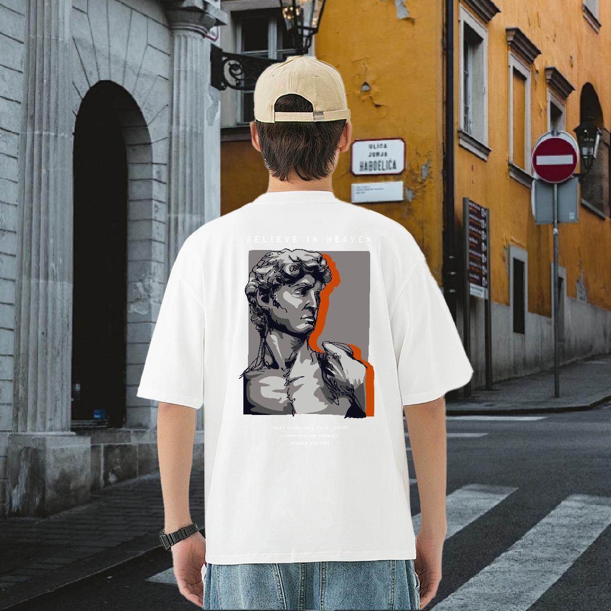 2024 Man T Shirts portrait Tops 230g Pure Cotton Anime Printing Street Free Shipping Cartoon Print Crew Neck Breathable Couples T Shirts