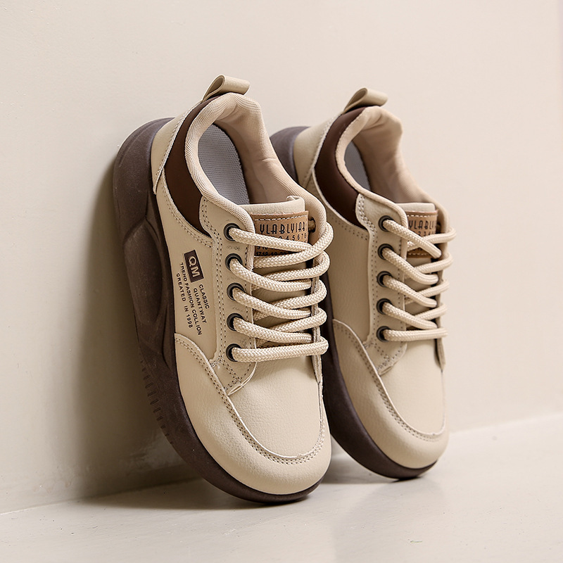 Ddmysports White For Women Autumn New Student Korean Edition Ins Trendy Versatile Thick Soled Le Fu Casual Shoes XQ Outdoor